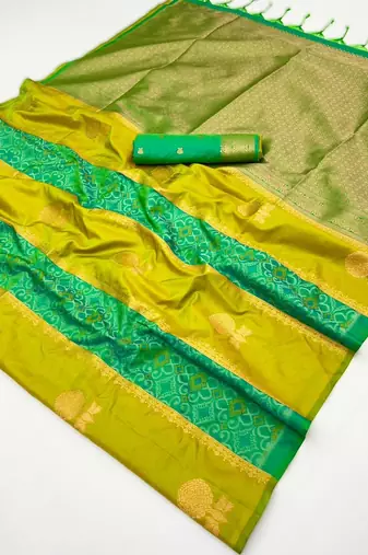 yellow silk blend blend saree with blouse piece