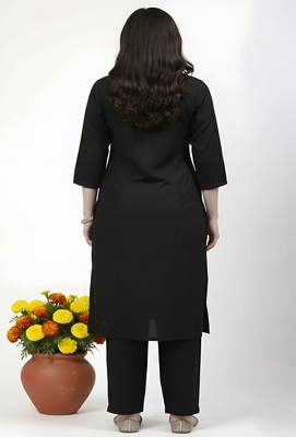 Black plain rayon kurta Pant 4
