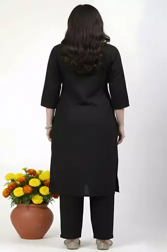 Black plain rayon kurta Pant