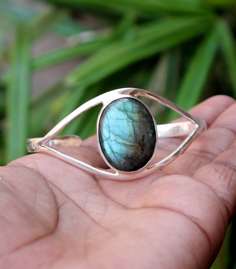 Labradorite bracelet | handmade 925 sterling silver jewelry  spiritual healing bracelet