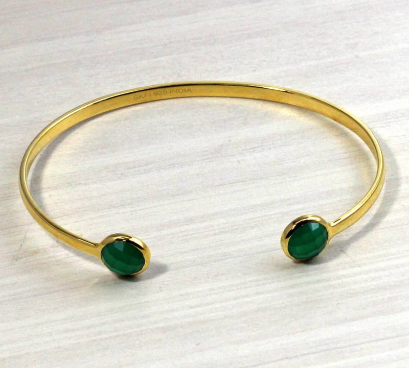 Green onyx bracelet | handmade 925 sterling silver jewelry | healing crystal bracelet