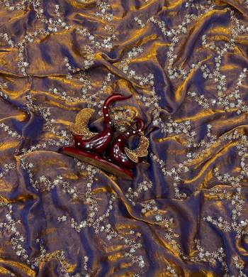 Mustard Color Beads And  Sequence Embroidery Work Space Silk Blend Saree 2