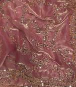 Pink Color Beads And  Sequence Embroidery Work Space Silk Blend Saree