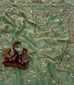 Sea Green Color Beads And  Sequence Embroidery Work Space Silk Blend Saree