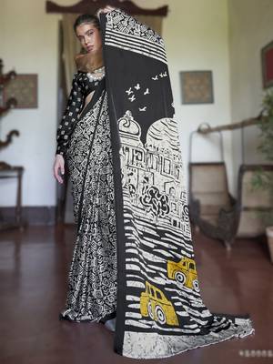 white modal satin printed saree | new launch 2