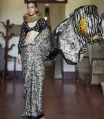 white modal satin printed saree | new launch