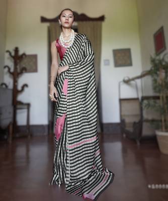 black modal satin printed saree | new launch 1