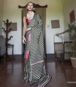 black modal satin printed saree | new launch