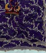 Violet Color Beads And  Sequence Embroidery Work Space Silk Blend Saree