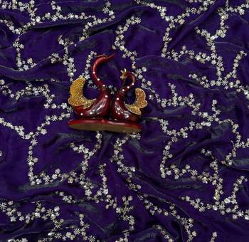 Violet Color Beads And  Sequence Embroidery Work Space Silk Blend Saree 3