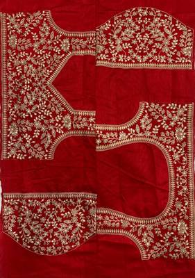 Red Color Sequence And Dori Embroidery Work Lace Border Silk Blend Saree 5