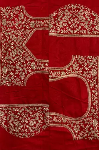 Red Color Sequence And Dori Embroidery Work Lace Border Silk Blend Saree