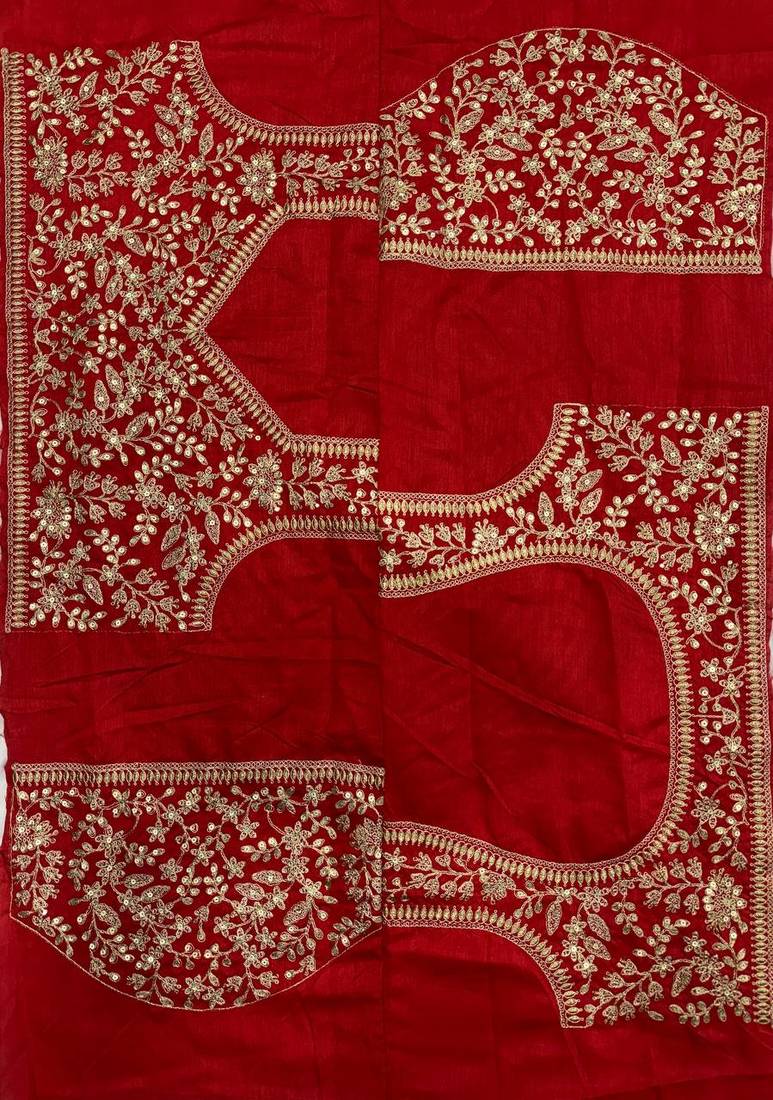 Red Color Sequence And Dori Embroidery Work Lace Border Silk Blend Saree