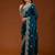 Teal Color Sequence And Zari Embroidery Work Fendy Chiffon Saree
