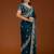 Teal Color Sequence And Zari Embroidery Work Fendy Chiffon Saree