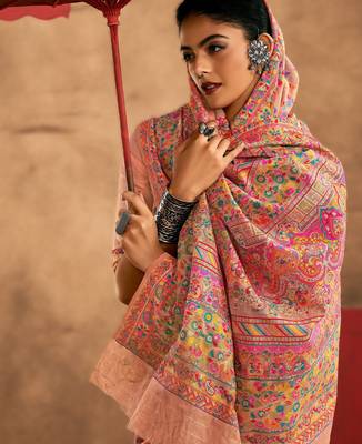 peach model cotton saree with pashmina weaving | party festive & wedding wear 2