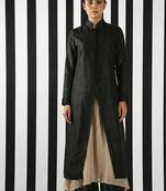 Black & beige vichitra silk jacket set