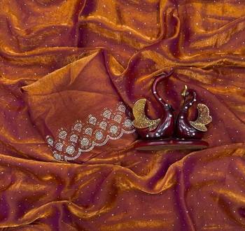 Orange Color Jarkhan Diamond Work Space Silk Saree 4