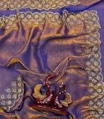 Violet Color Jarkhan Diamond Work Space Silk Blend Saree