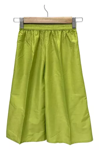 woven half sleeves embellished top with palazzo-yellow & limegreen