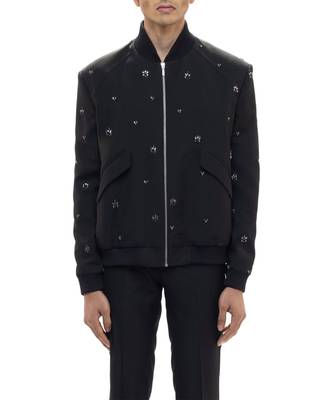 Black embroidered woolen blends jacket 5