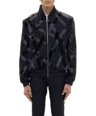 Black embroidered woolen blends jacket 5