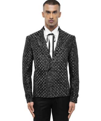 Black embroidered silk blazer 1