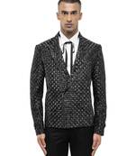 Black embroidered silk blazer