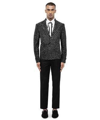 Black embroidered silk blazer 2