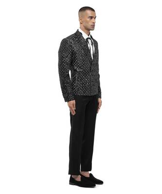 Black embroidered silk blazer 3