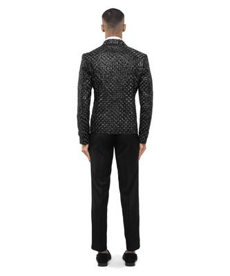 Black embroidered silk blazer 4