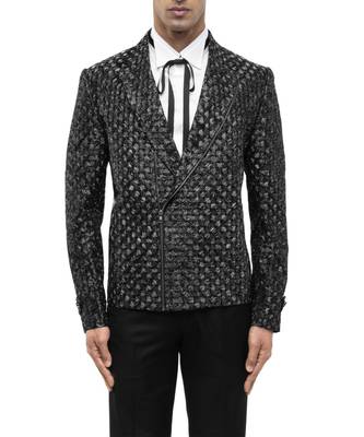 Black embroidered silk blazer 5