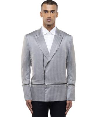 Grey woolen blends blazer 1