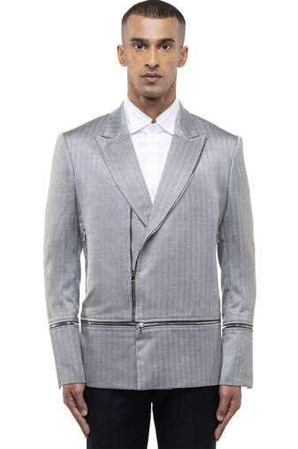 Grey woolen blends blazer