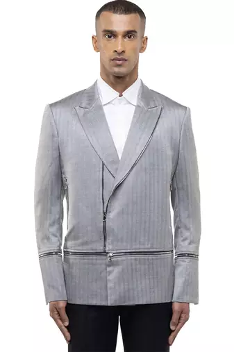 Grey woolen blends blazer