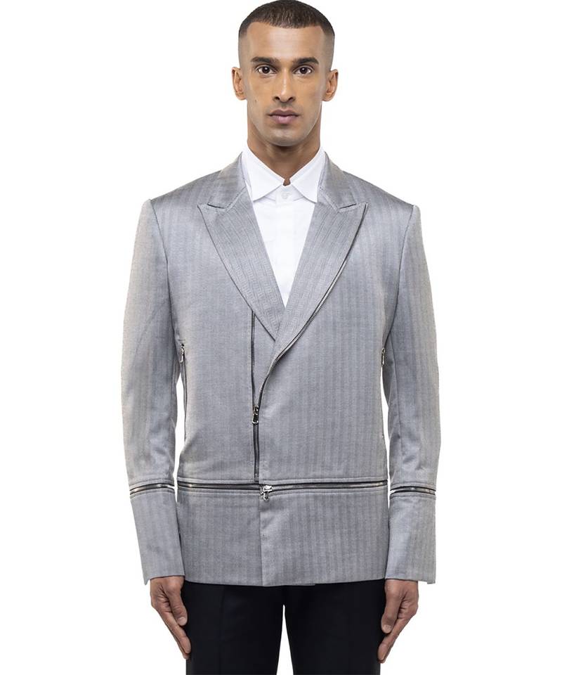 Grey woolen blends blazer