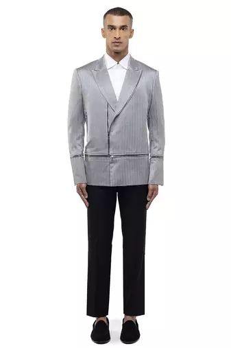 Grey woolen blends blazer