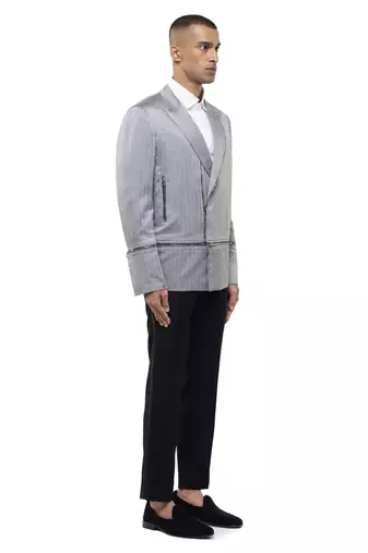 Grey woolen blends blazer