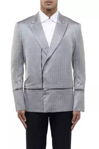 Grey woolen blends blazer