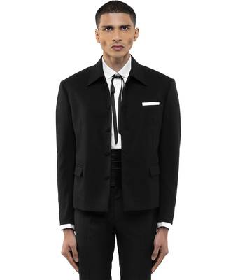 Black woolen blends blazer 1