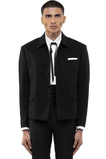 Black woolen blends blazer