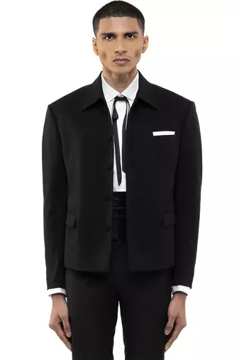 Black woolen blends blazer