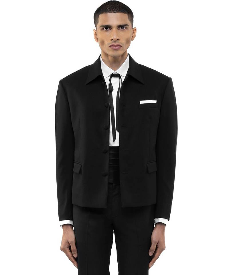 Black woolen blends blazer