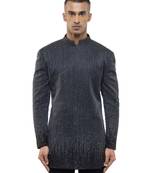 Black embroidered silk bandhgala set