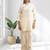 Cream short kurta with pant v-neck for women's wear