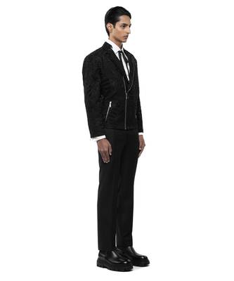 Black embroidered silk blazer 3