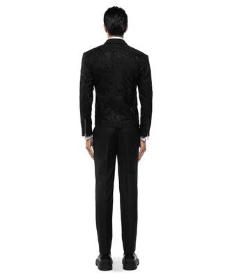 Black embroidered silk blazer 4