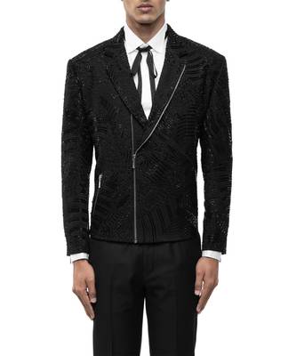 Black embroidered silk blazer 5