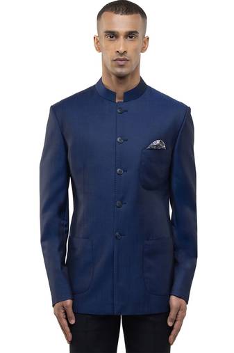 Blue polycotton bandhgala set