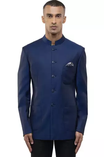 Blue polycotton bandhgala set